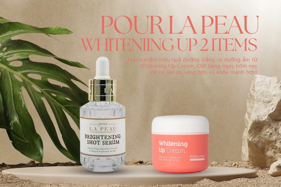 Bộ tinh chất dưỡng trắng và kem dưỡng nâng tông da Pour La Peau Whiteniing Up 2 Items
