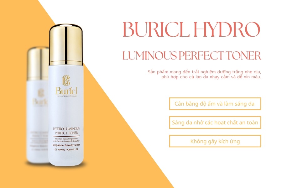 Nước hoa hồng dưỡng trắng da Buricl Hydro Luminous Perfect Toner 120ml