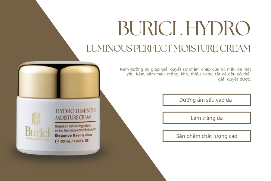 Kem dưỡng trắng da chống lão hóa Buricl Hydro Luminous Perfect Moisture Cream 50ml
