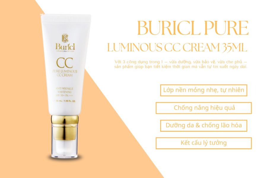 Kem nền 3 trong 1 cao cấp Buricl Pure Luminous CC Cream 35ml