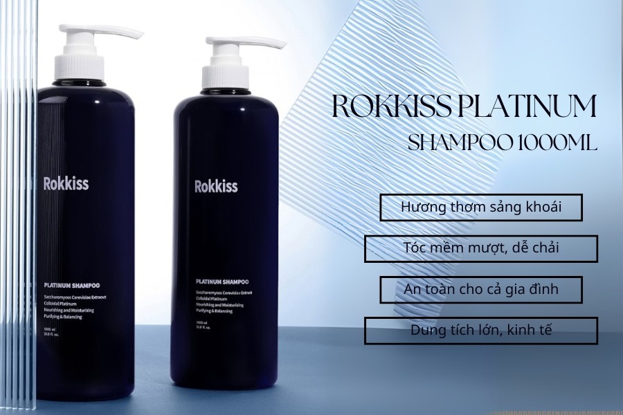Dầu gội thảo mộc thiên nhiên Rokkiss Platinum Shampoo 1000ml