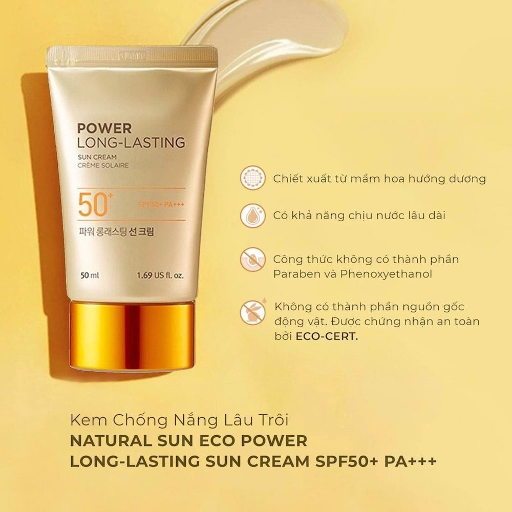 Kem Chống Nắng Lâu Trôi The Face Shop Power Long-Lasting Sun Cream SPF50+ PA+++ 50ml 1