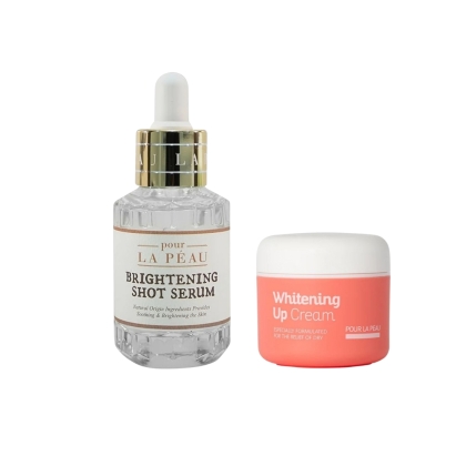 Bộ tinh chất dưỡng trắng và kem dưỡng nâng tông da Pour La Peau Whiteniing Up 2 Items