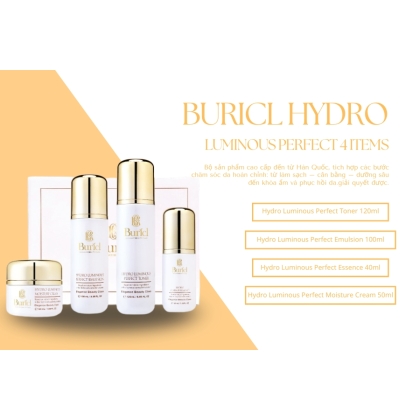 Bộ dưỡng trắng chống lão hóa da Buricl Hydro Luminous Perfect 4 items