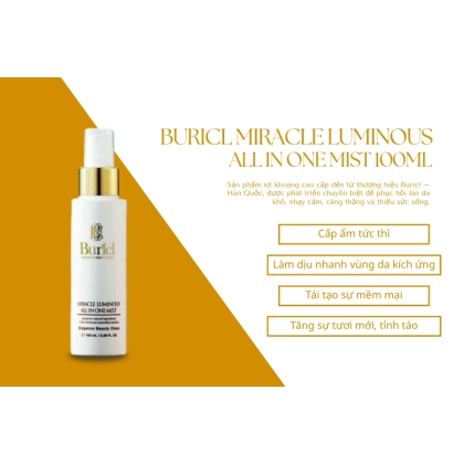 Xịt khoáng dưỡng da Buricl Miracle Luminous All in One Mist 100ml