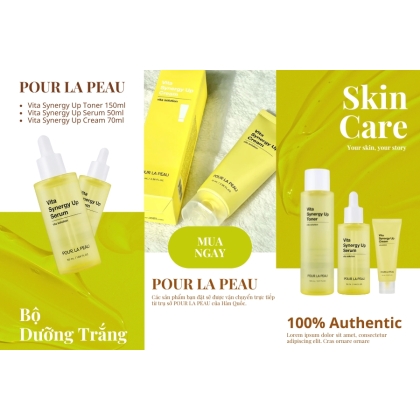 Bộ dưỡng trắng chứa vitamin C Pour La Peau Vita Synergy Up 3 items